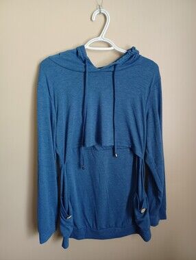 Women's Maternity Size L Ginkana‎ Blue Hoodie Sweatshirt Long Sleeve Shirt Cozy